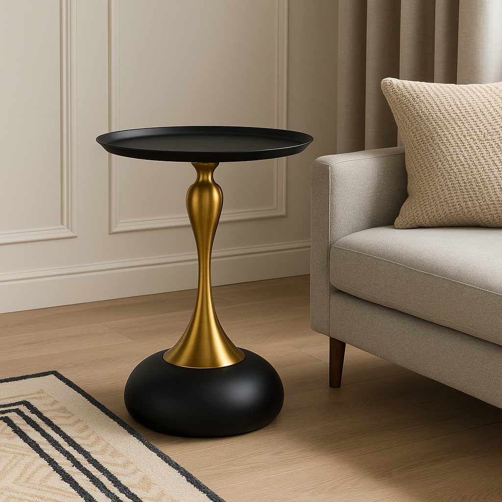 Lunara Black & Gold Accent Table - GLARA HOME