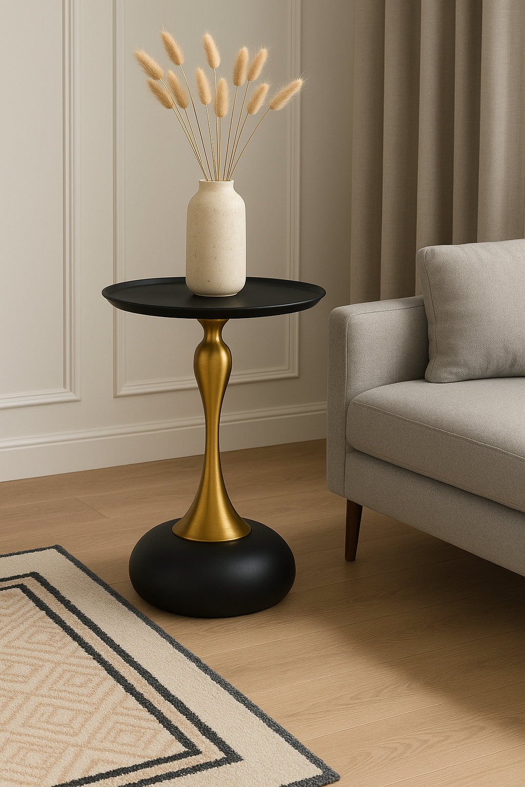Lunara Black & Gold Accent Table - GLARA HOME
