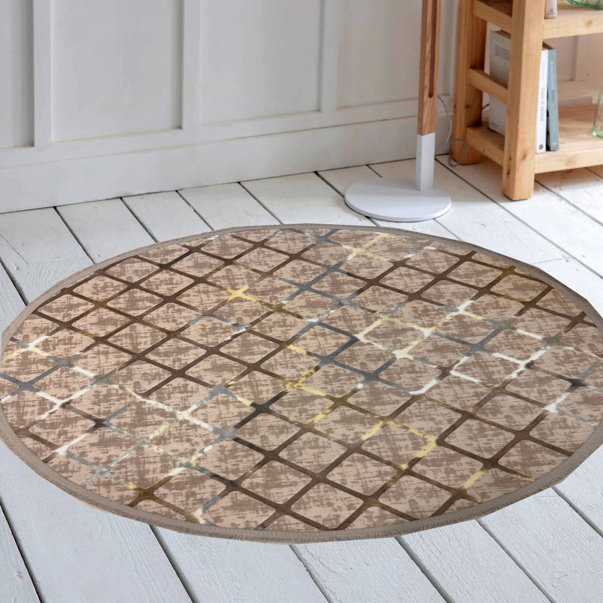 Lux Modern Beige Gold Round Rug - GLARA HOME