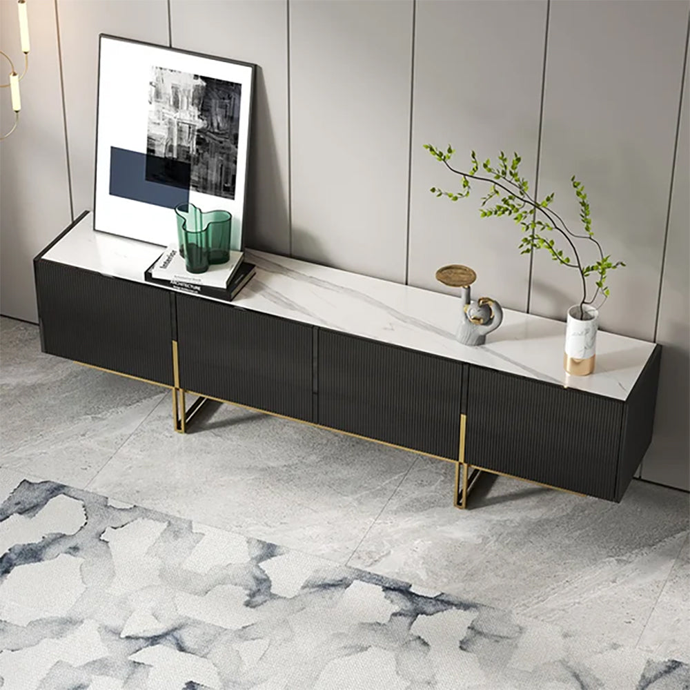 LuxeGold Black TV Stand - GLARA HOME