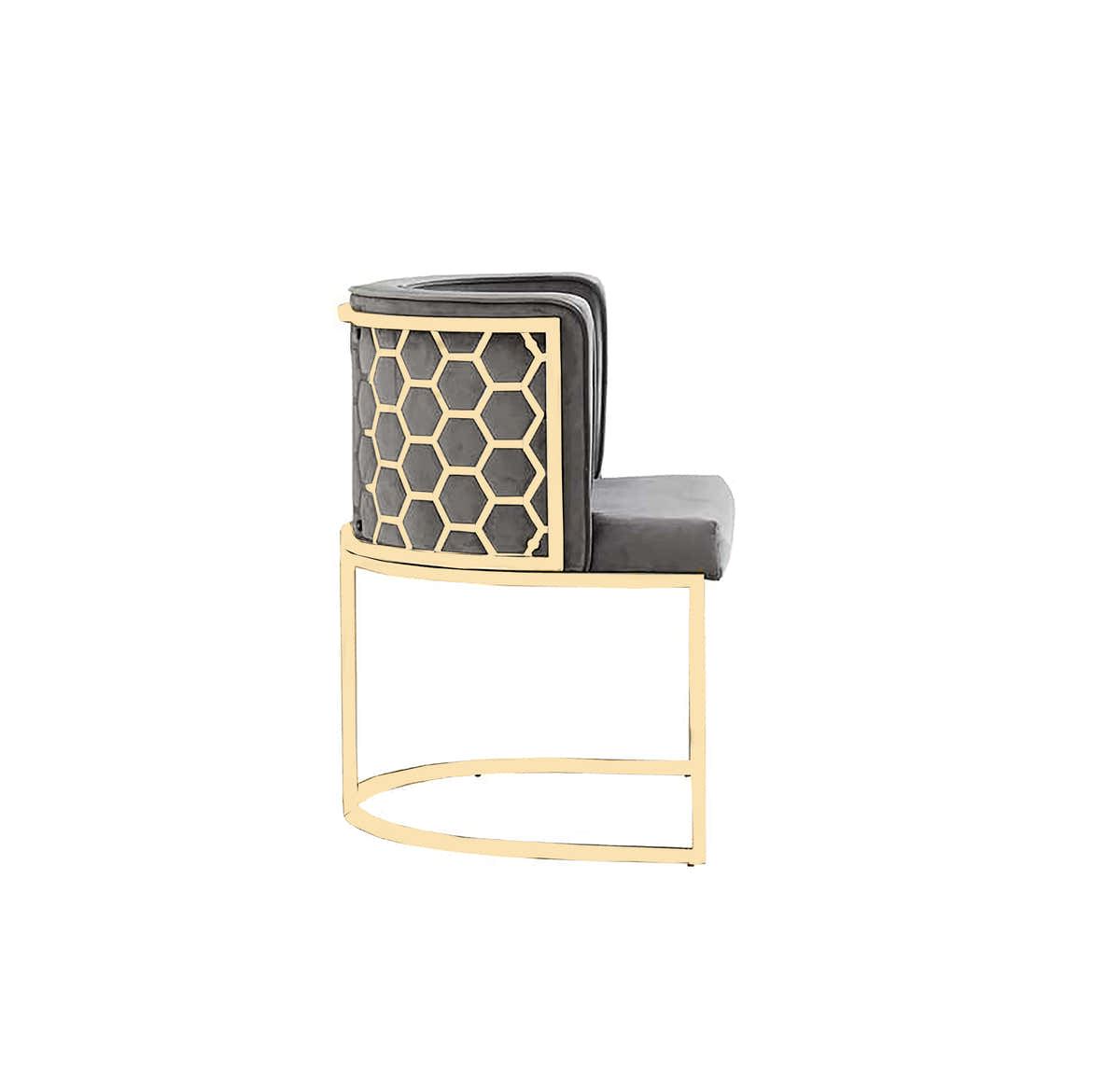 Luxury Grey Velvet Dining Chair with Gold Stainless Steel Frame (216A) - GLARA HOME