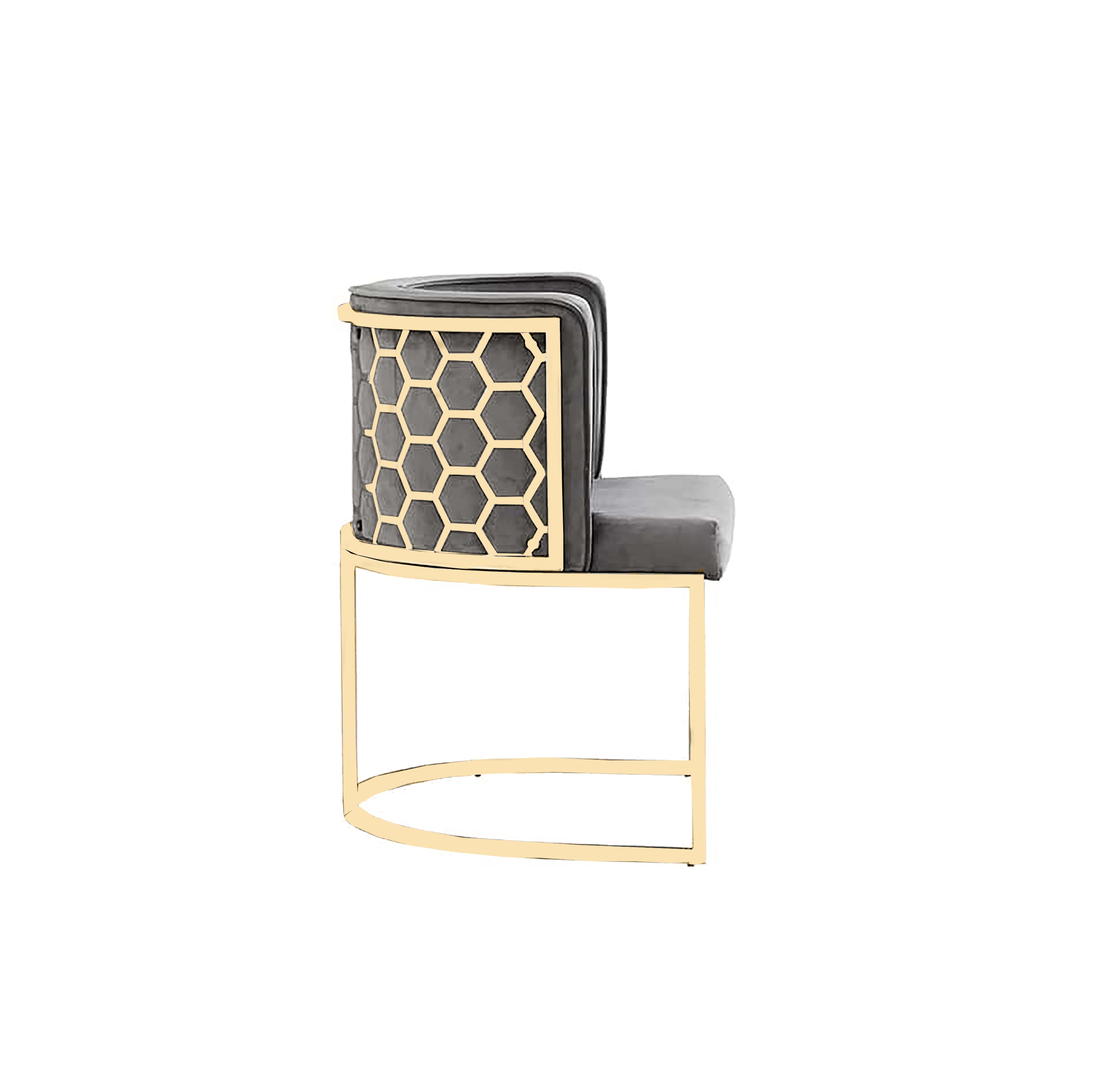 Luxury Grey Velvet Dining Chair with Gold Stainless Steel Frame (216A) - GLARA HOME