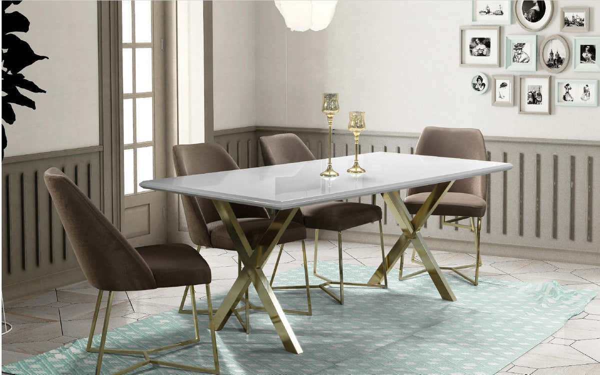 Magnum Dining Table White / Gold - GLARA HOME