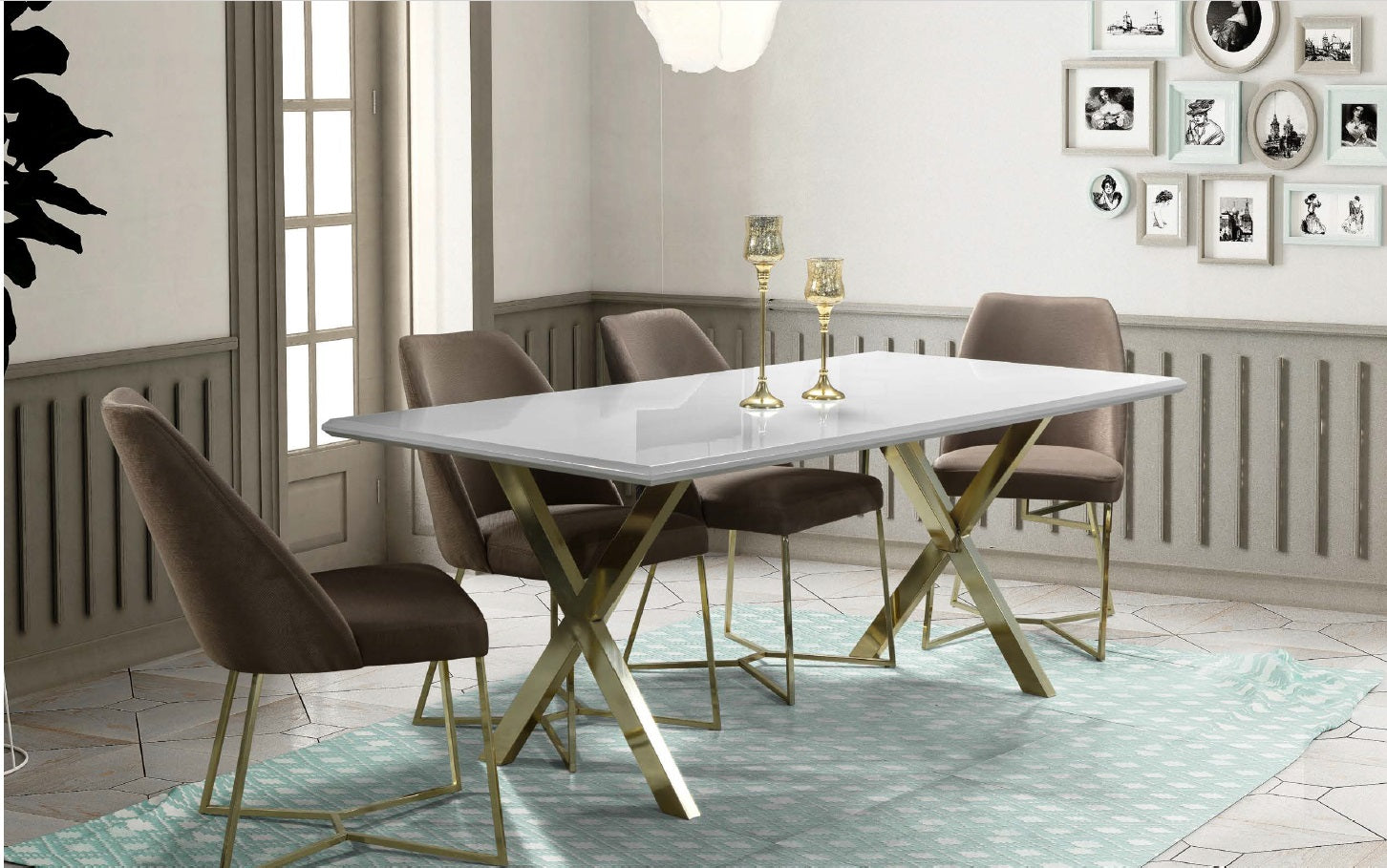 Magnum Dining Table White / Gold - GLARA HOME