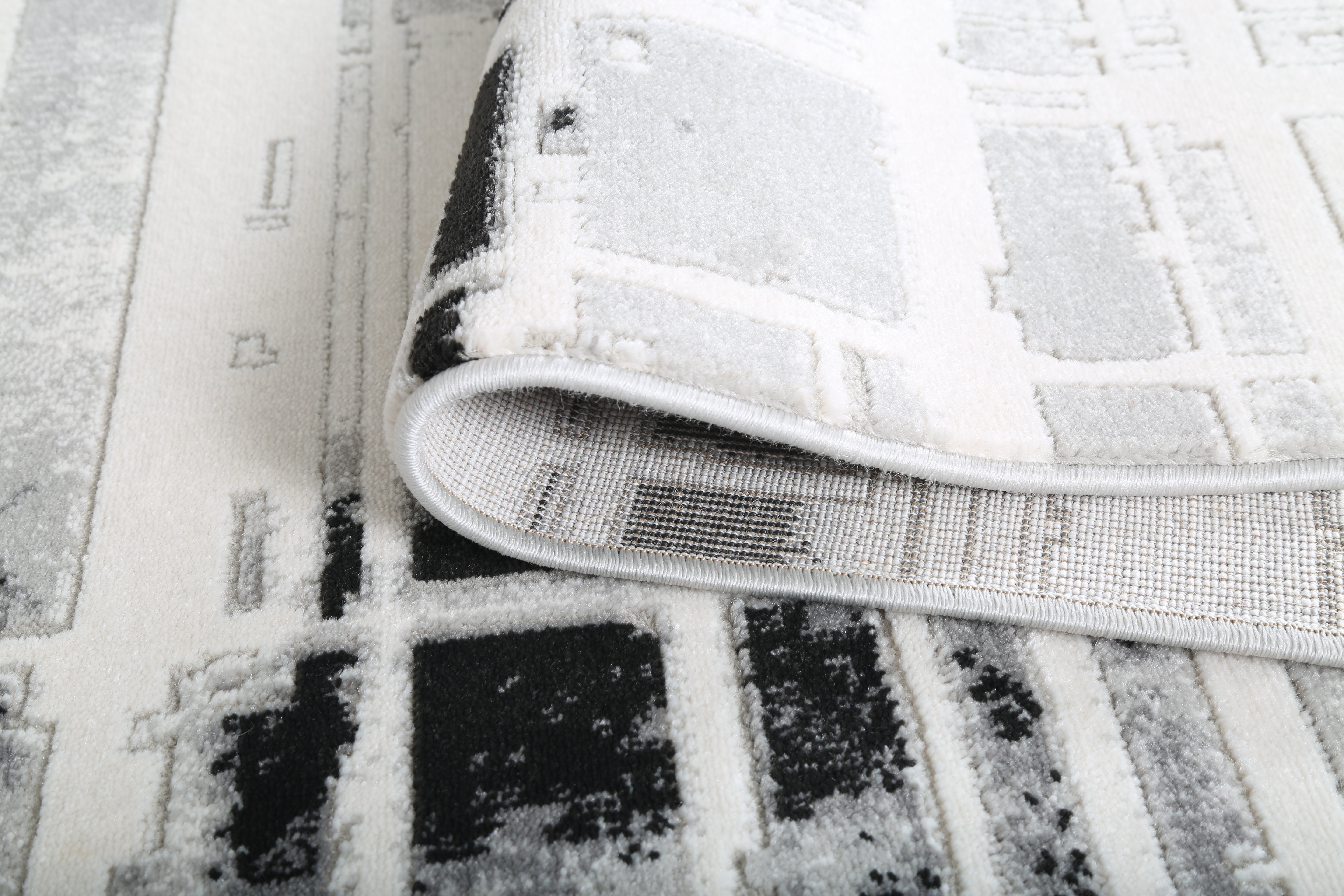 Modern Abstract Cream & Grey Area Rug – Soft Dense Pile, Durable & Stain Resistant ( HGR -17) - GLARA HOME