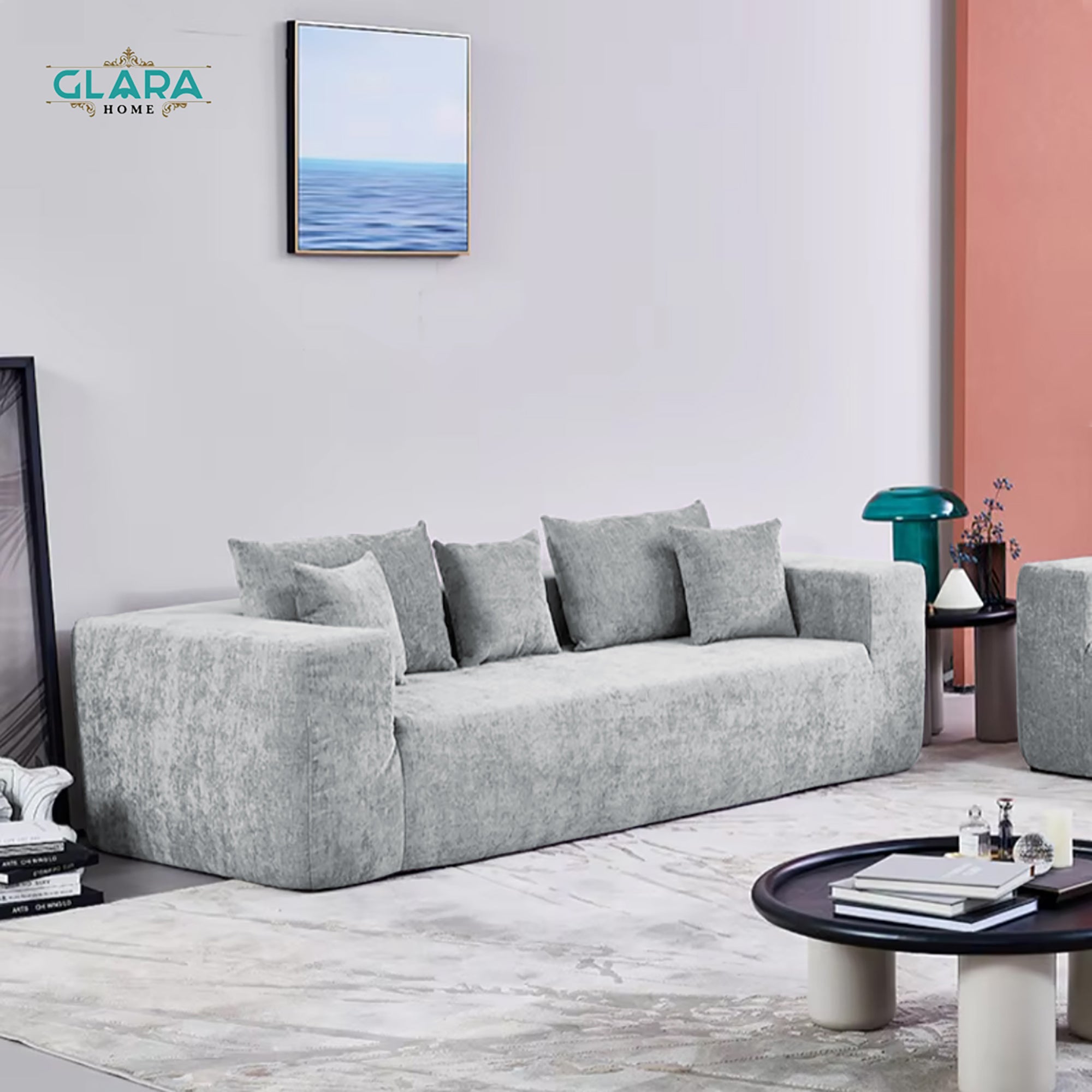 Modern Minimalist Compressor Sofa – Light Grey Chenille Elegance - GLARA HOME
