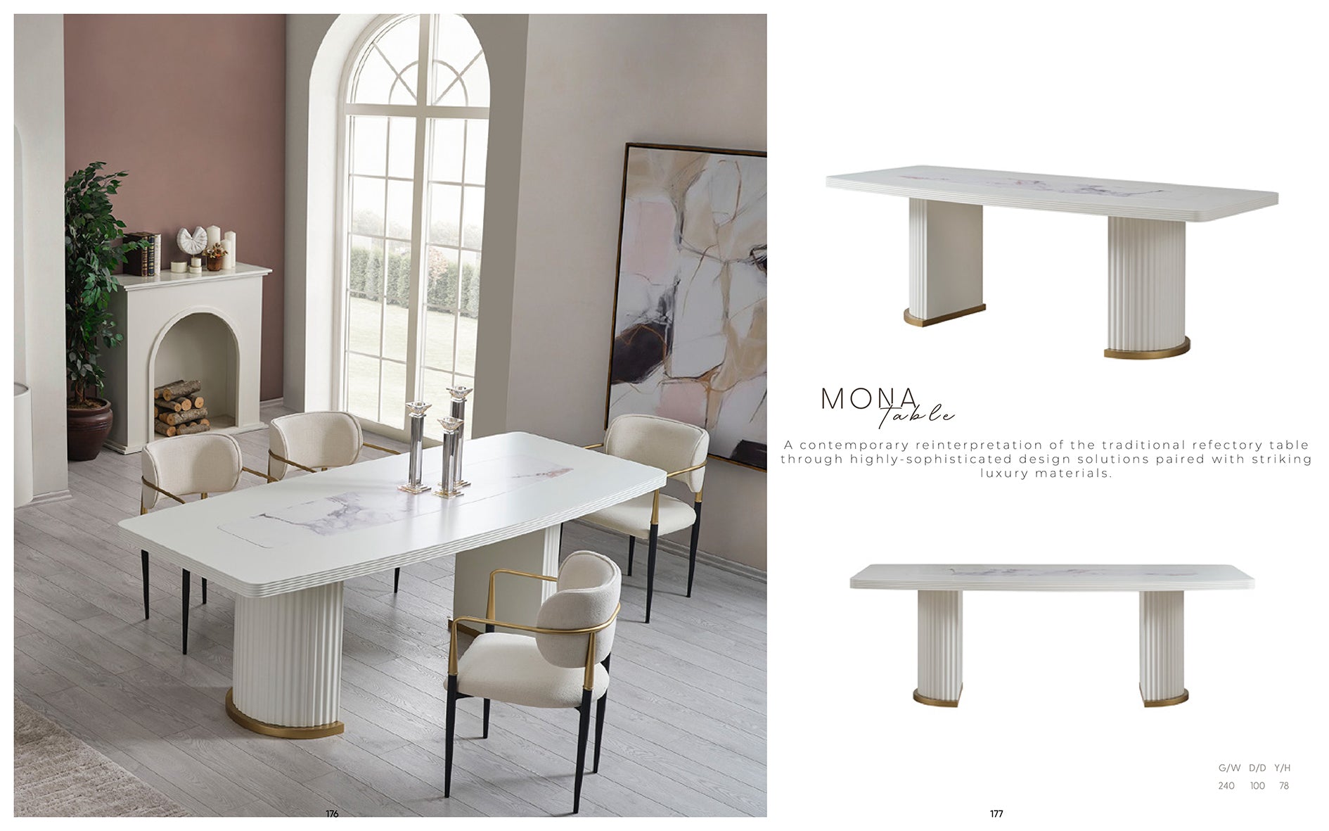 Mona Luxury Dining Table & Chair Set | Contemporary Designer Dining Furniture - GLARA HOME