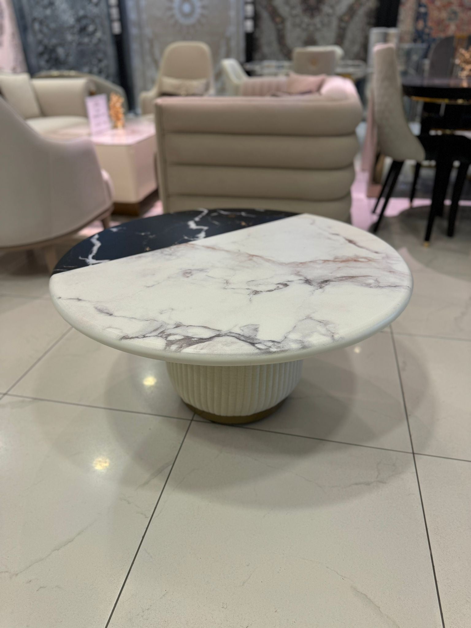 Mona S Coffee Table ( White & Black ) - GLARA HOME