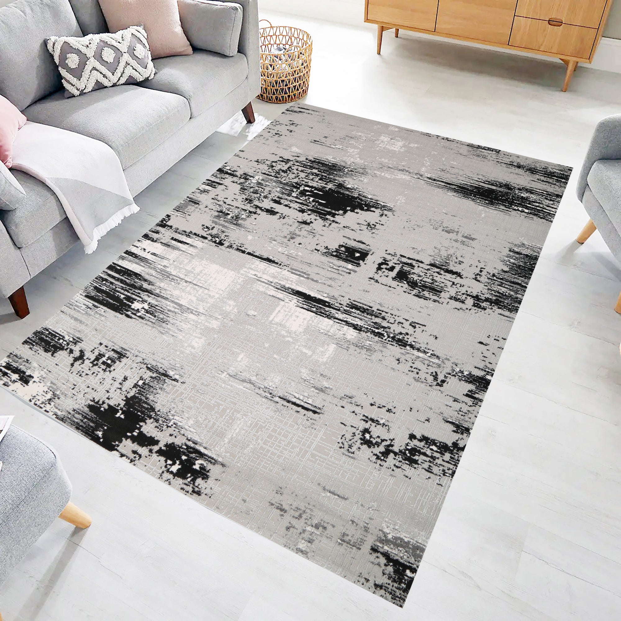 Monochrome Serenity Modern Area Rug (HGR-18) - GLARA HOME