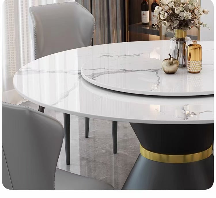NA017 Slate Carbon Round Dining Table - GLARA HOME