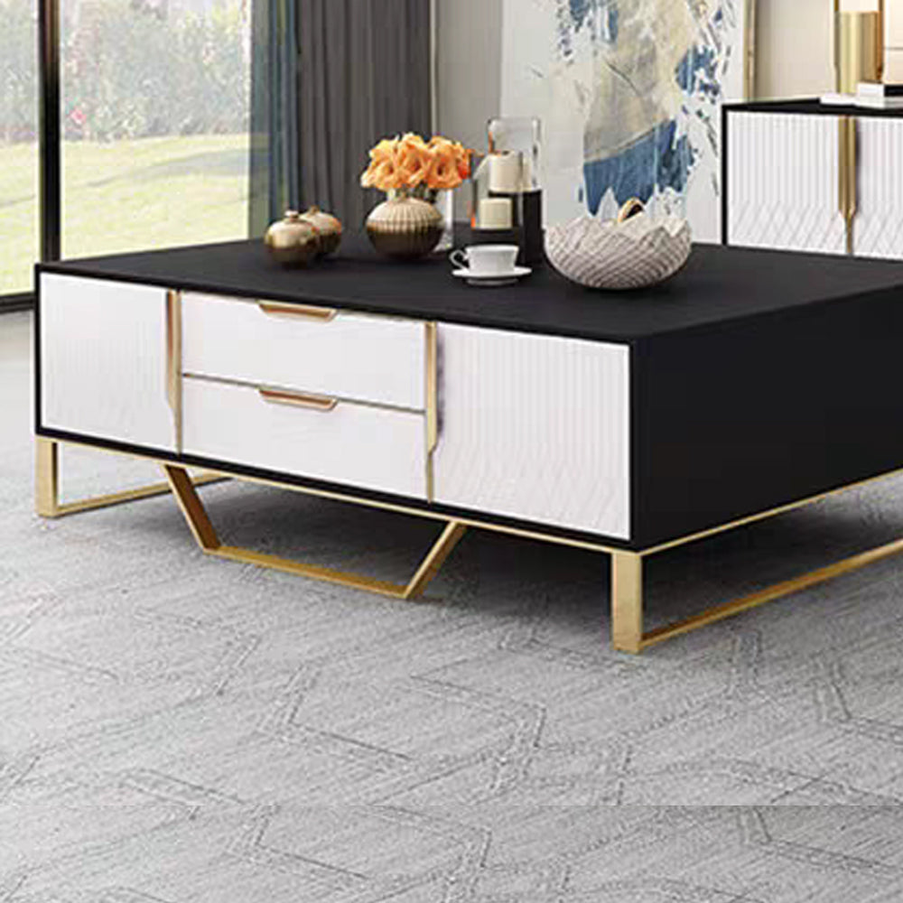 EAWX033 Black / White Tempered Glass Coffee Table - GLARA HOME