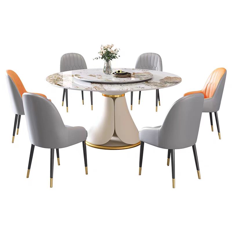 NA019 White Gold Round Dining Table - GLARA HOME
