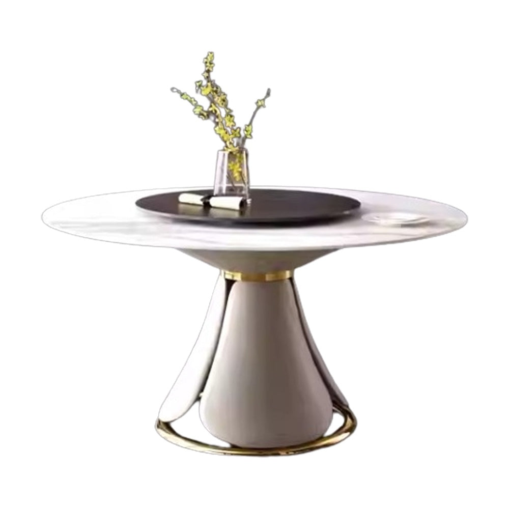 NA019 White Gold Round Dining Table - GLARA HOME