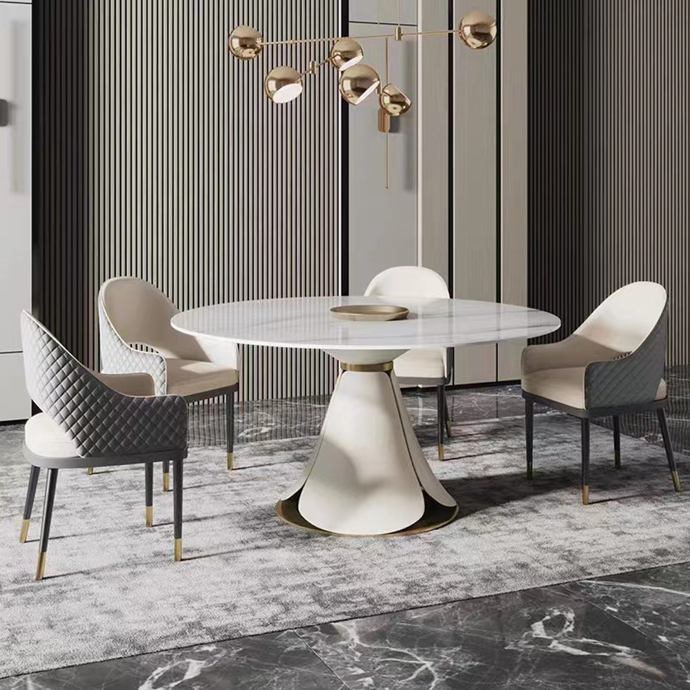 NA019 White Gold Round Dining Table - GLARA HOME