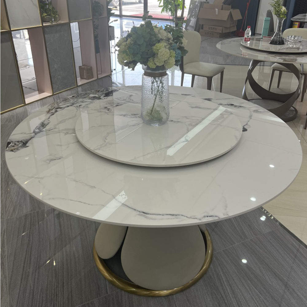 NA019 White Gold Round Dining Table - GLARA HOME