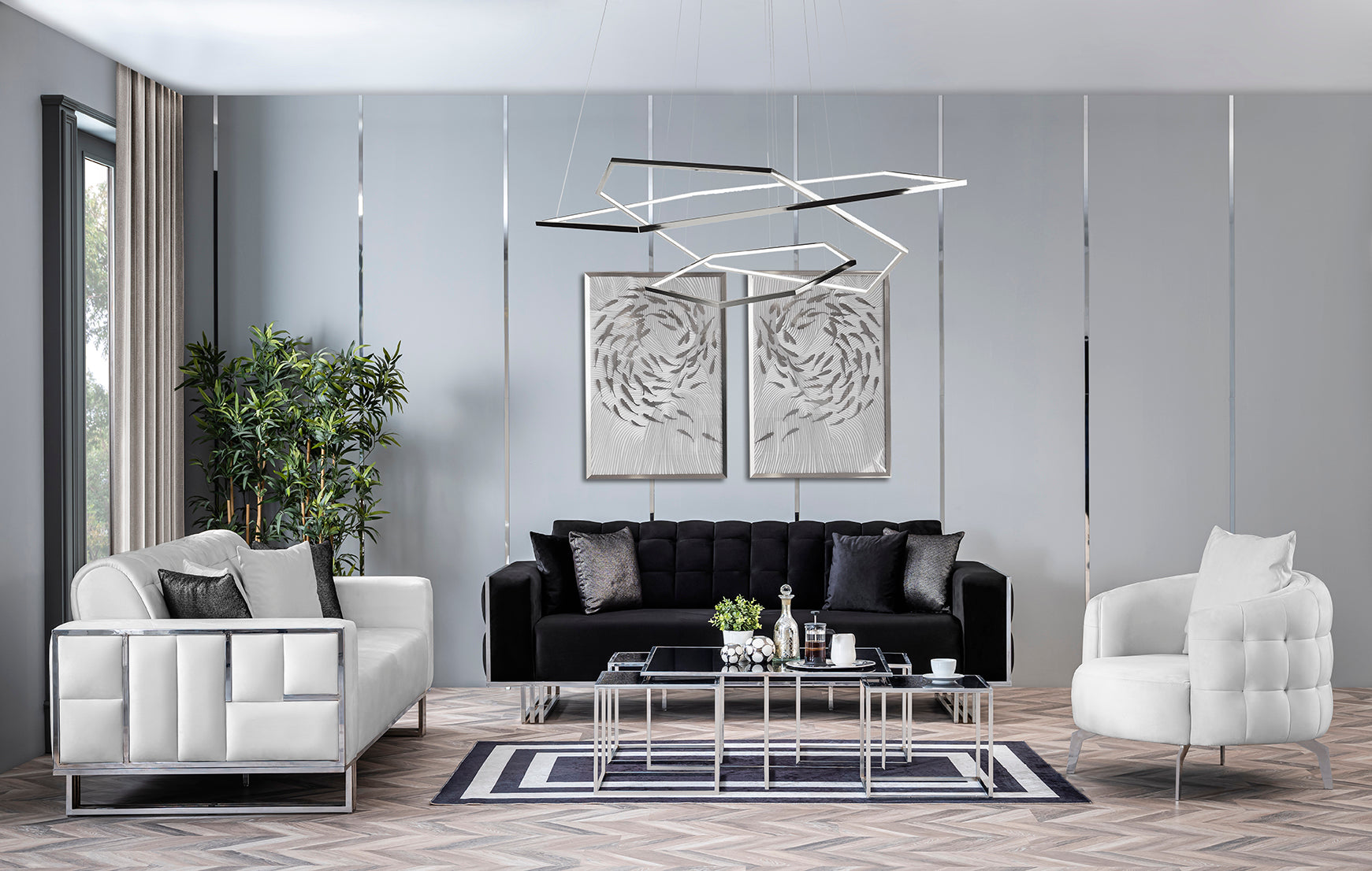 Napoli Accent Chair ( Max16 White/ Silver ) - GLARA HOME