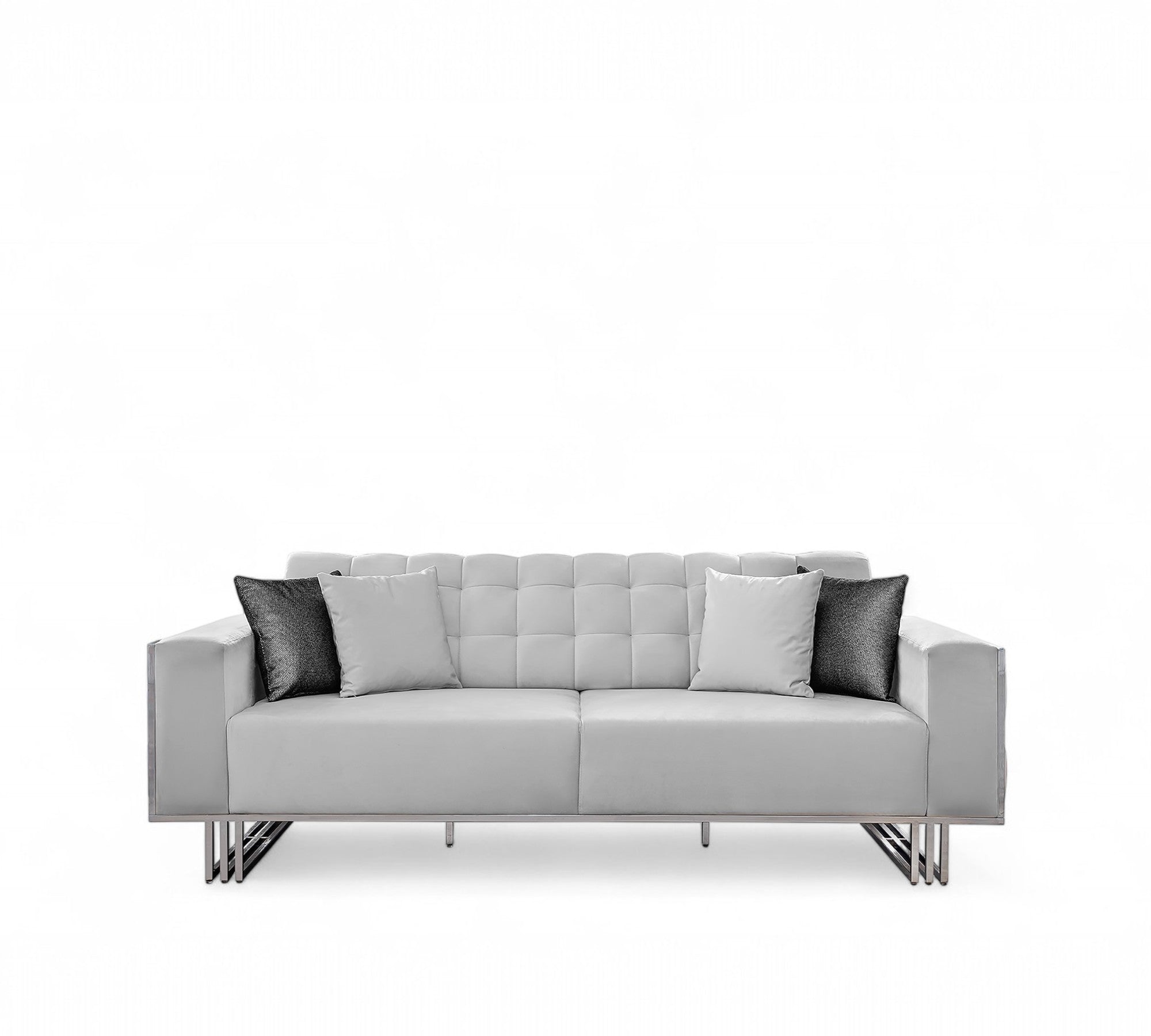 Napoli Accent Chair ( Max16 White/ Silver ) - GLARA HOME