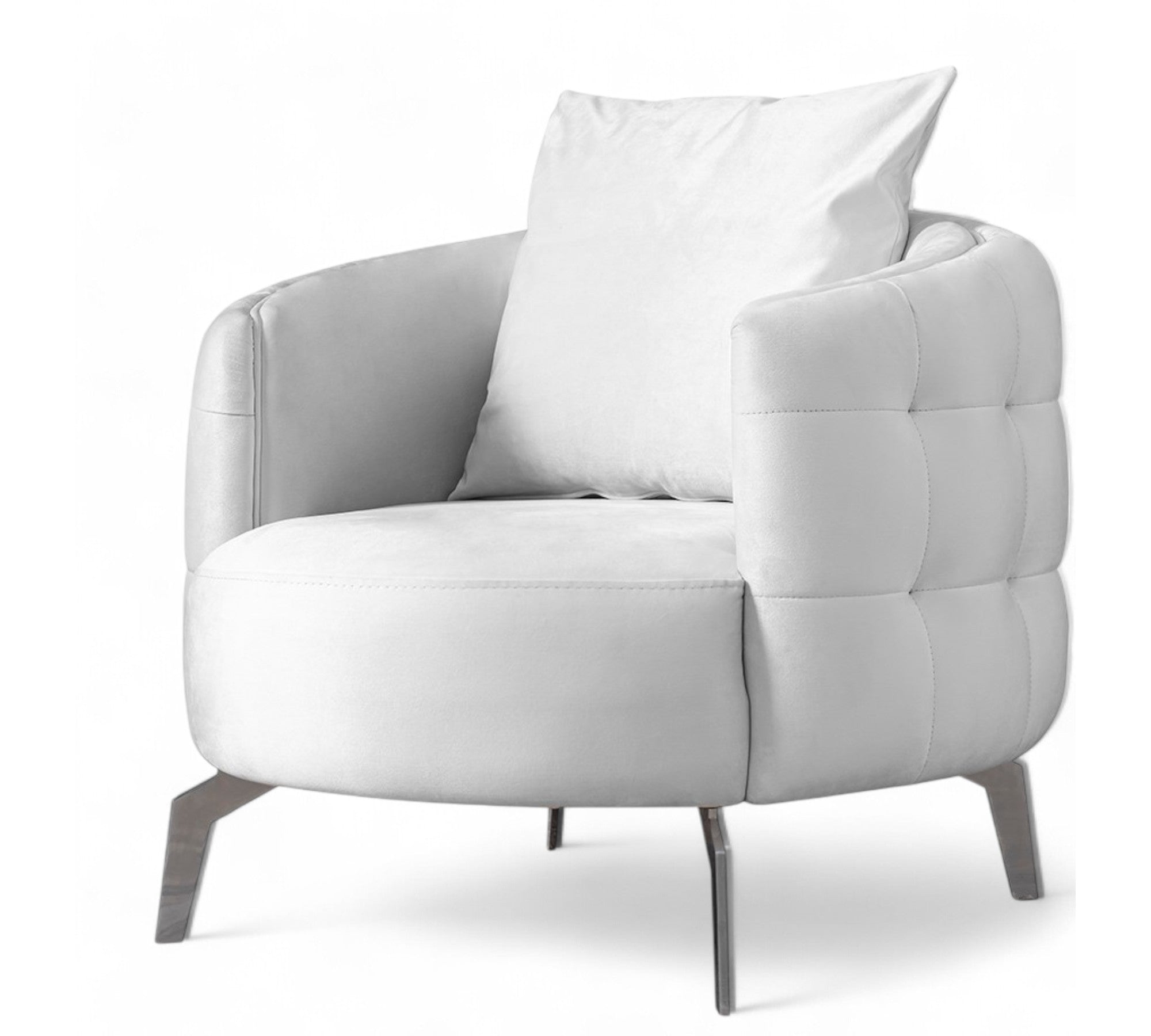 Napoli Accent Chair ( Max16 White/ Silver ) - GLARA HOME