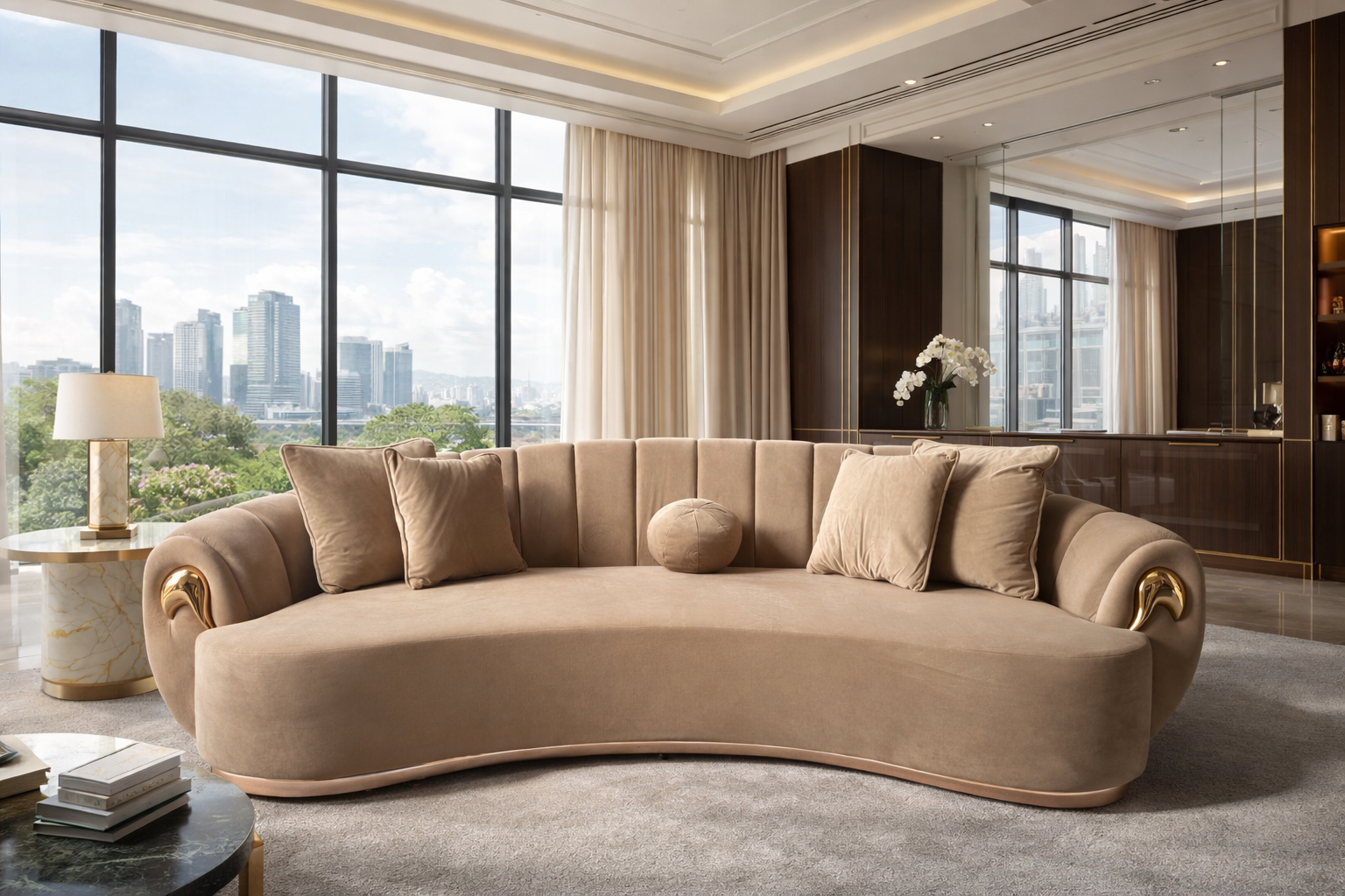 Prada Sofa Set Rose Gold Accent (MAXWELL 05) - GLARA HOME