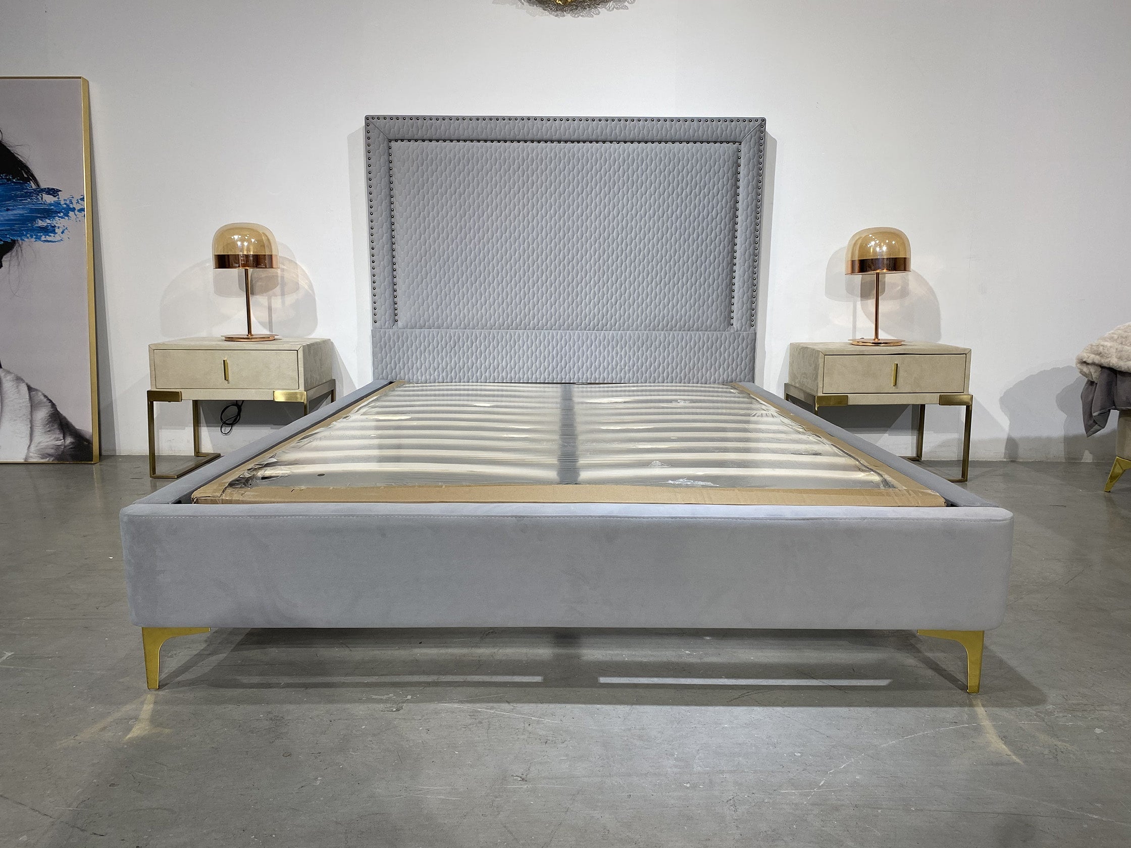 textured modern bed frame