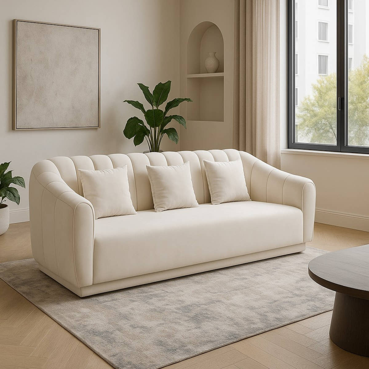Solea Luxe Velvet 3-Seater Sofa/ Solid Wood Frame & Bright Statement Look (22SCSFT002-2100) - GLARA HOME