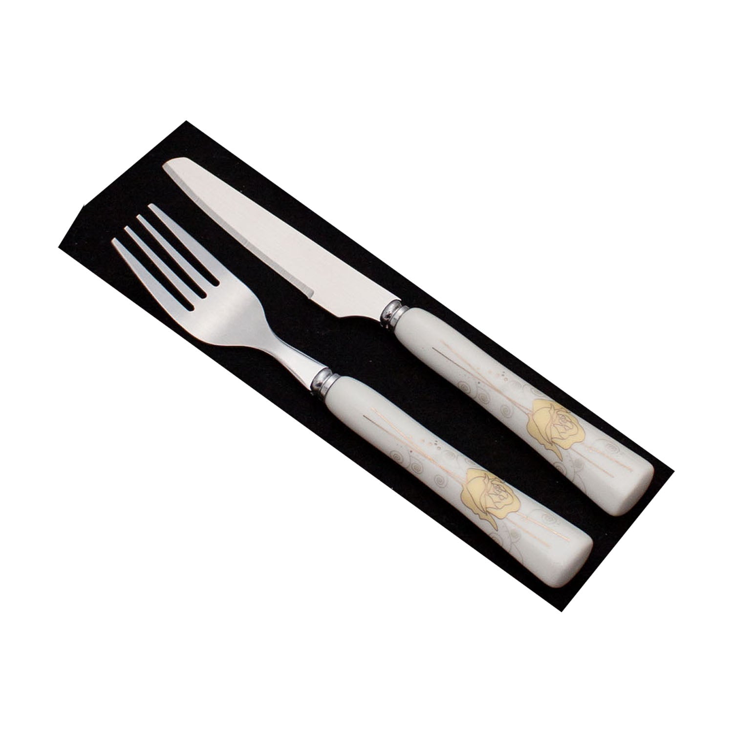 Stainless Steel Fruit Knife and Fork Set with Ceramic Handles - GLARA HOME