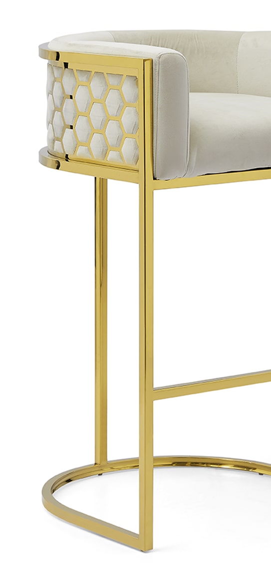 216D Bar Stool (Gold Cream) - GLARA HOME