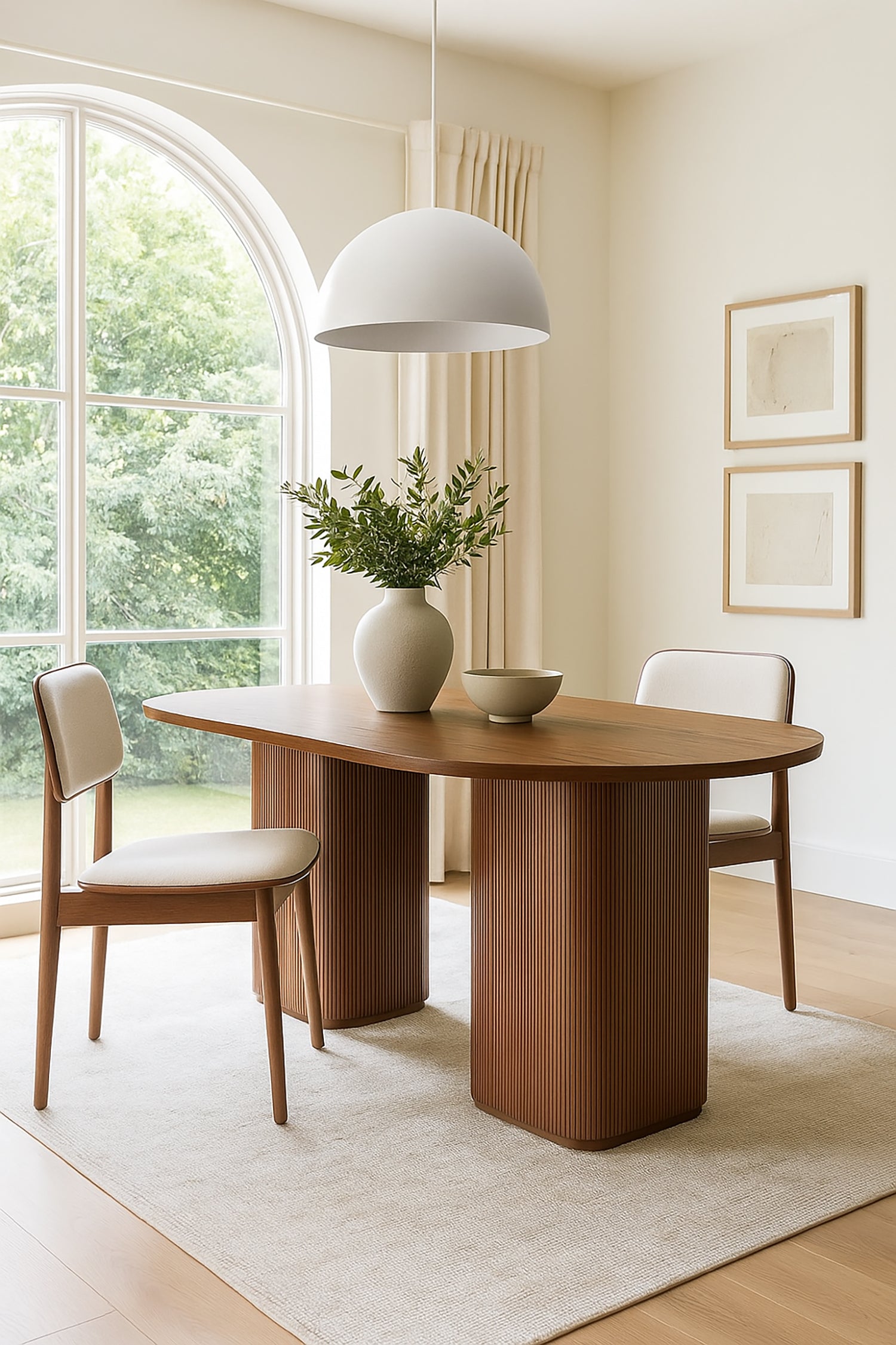 Valora Modern Wood Dining Table – 180x90 CM | Elegant Fluted Base Design (21ELG007-W) - GLARA HOME