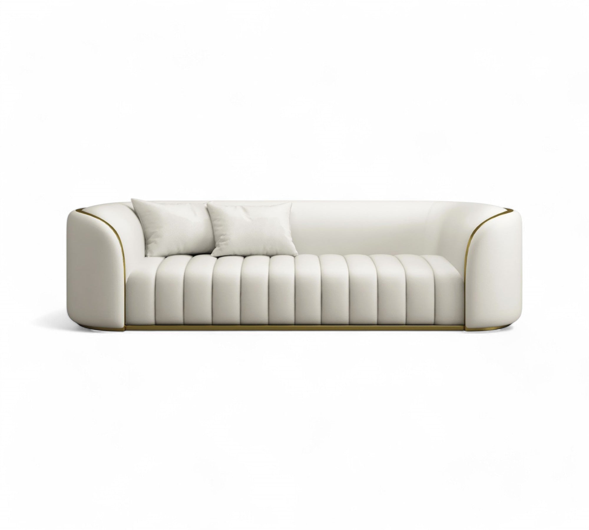 Luxe Cream Velvet Sofa with Gold Accents