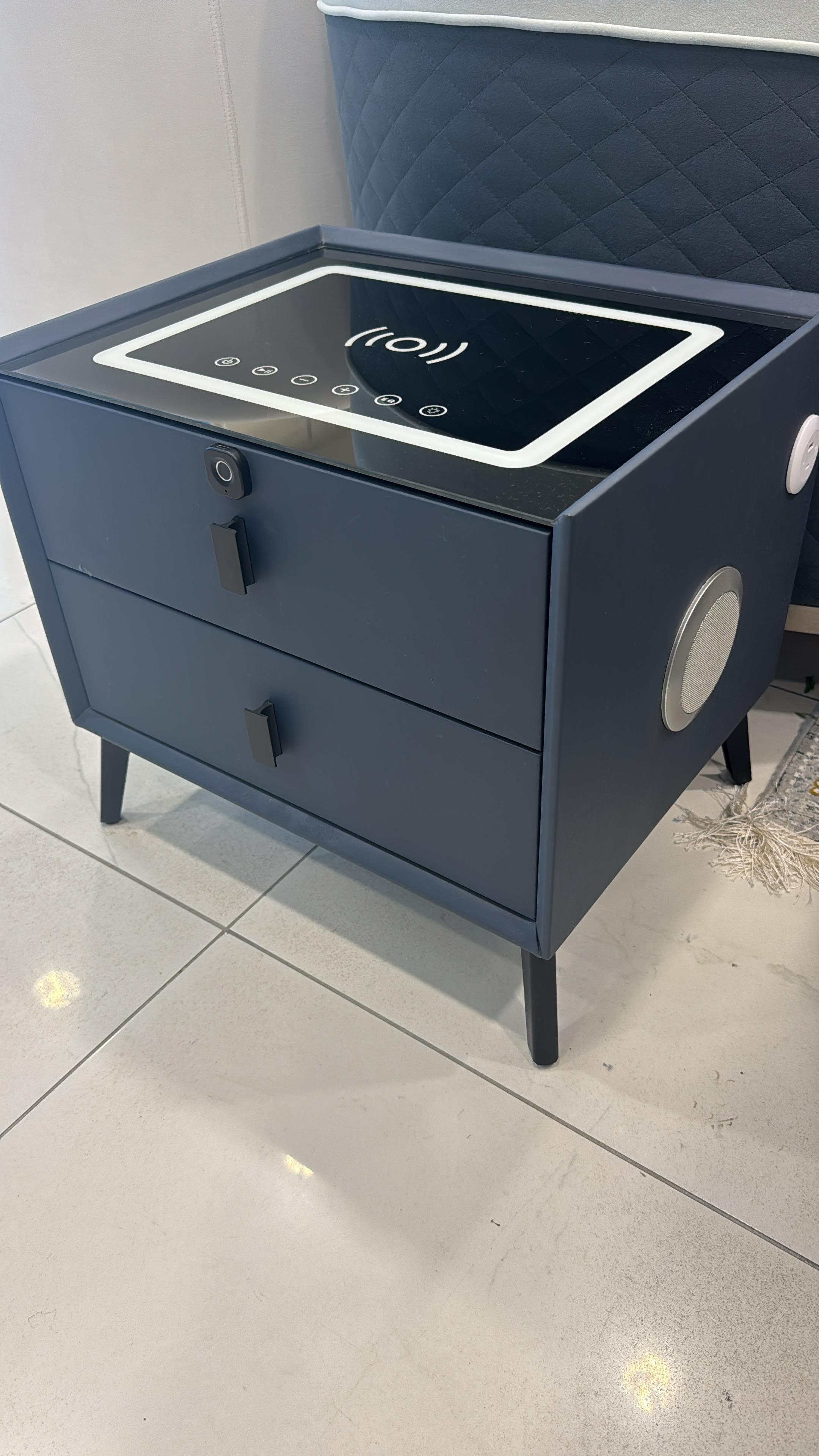 4 23SMCA001-BL Navy Blue Smart Night Stand