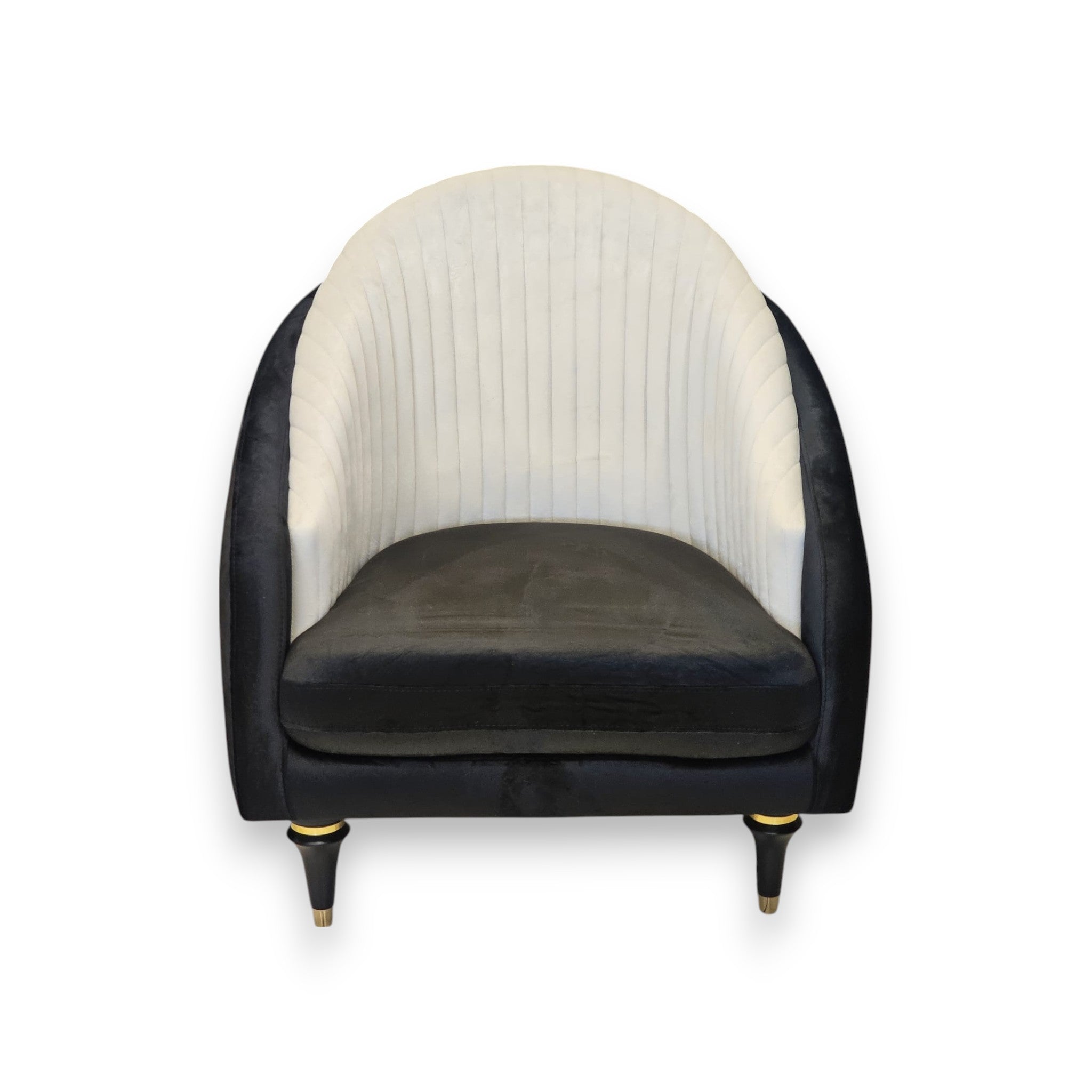 Chair with black seat and white backrest on a white background