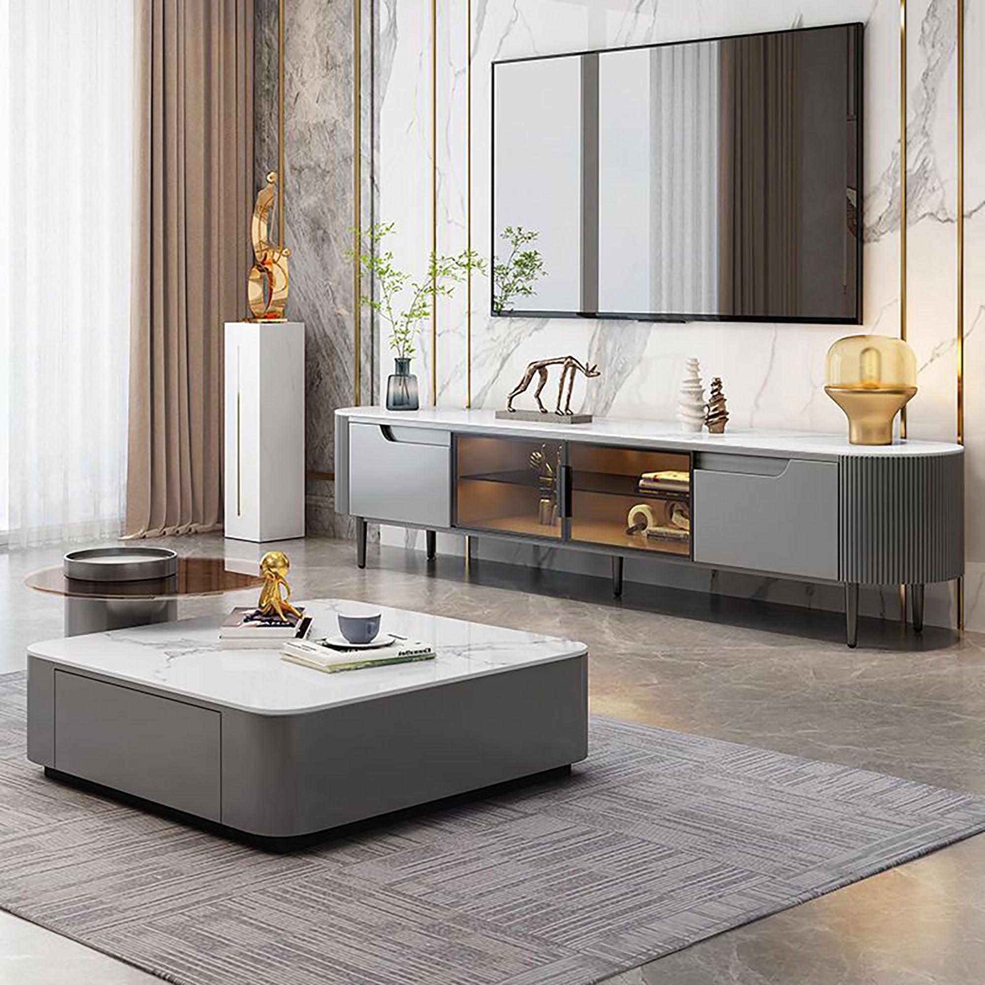 Zenith Luxe TV Stand & Coffee Table Set - GLARA HOME