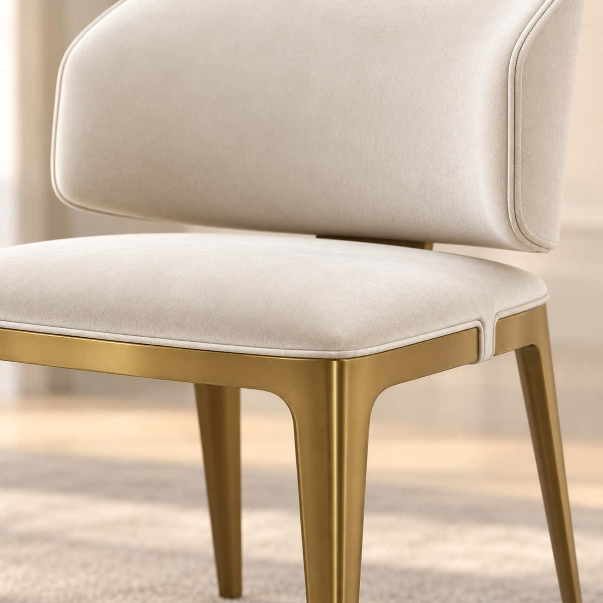 Celina Cream Velvet Dining Chair with Gold Frame – A-196 – leg and frame detail