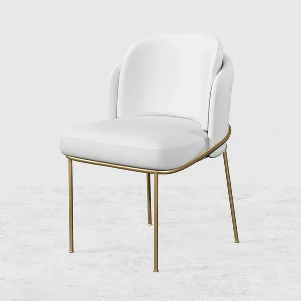 AWX002 White/ Gold Linen Dining Chair - GLARA HOME