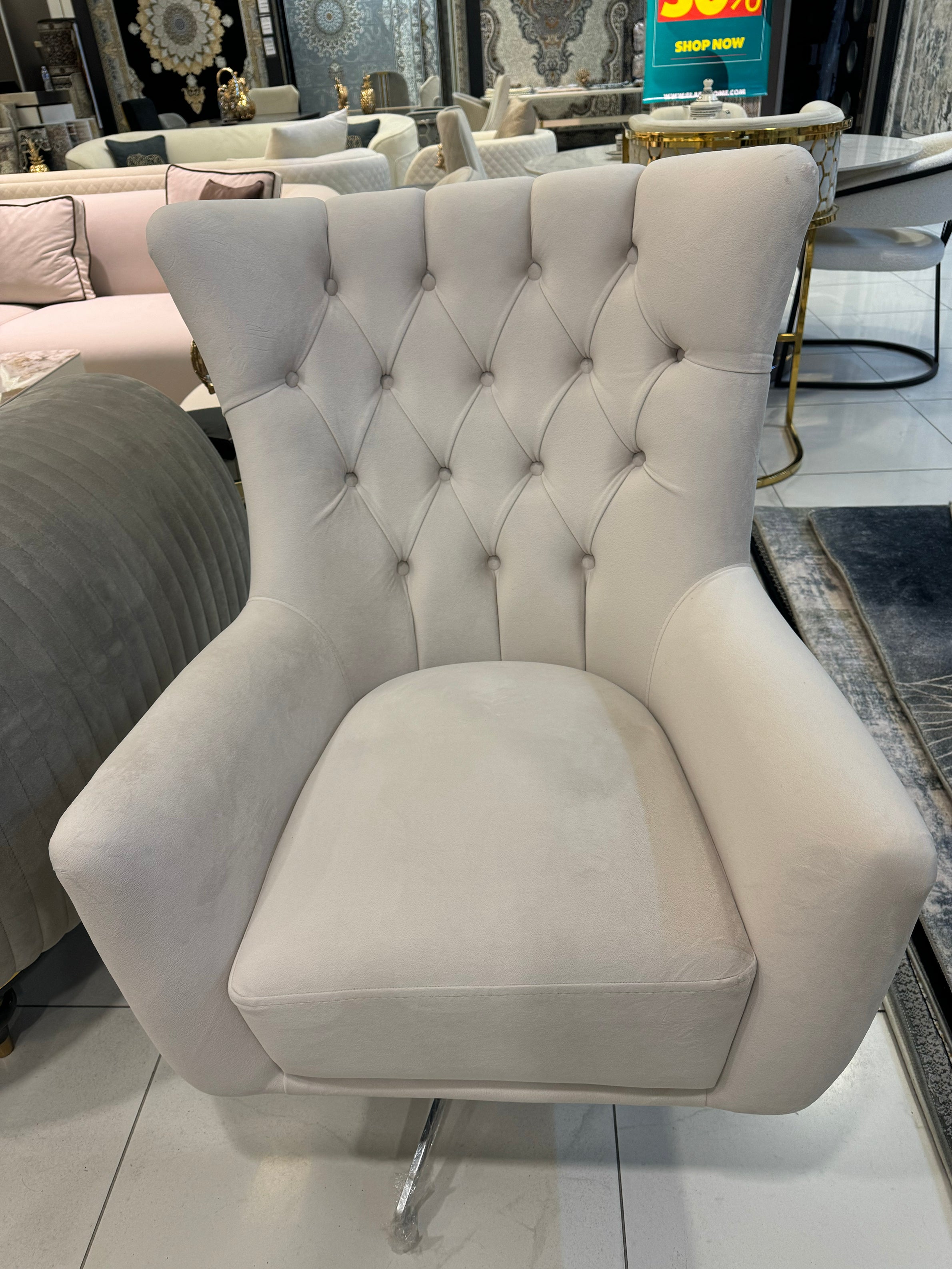 Bond Accent Chair ( Max04 Silver/ Grey - GLARA HOME