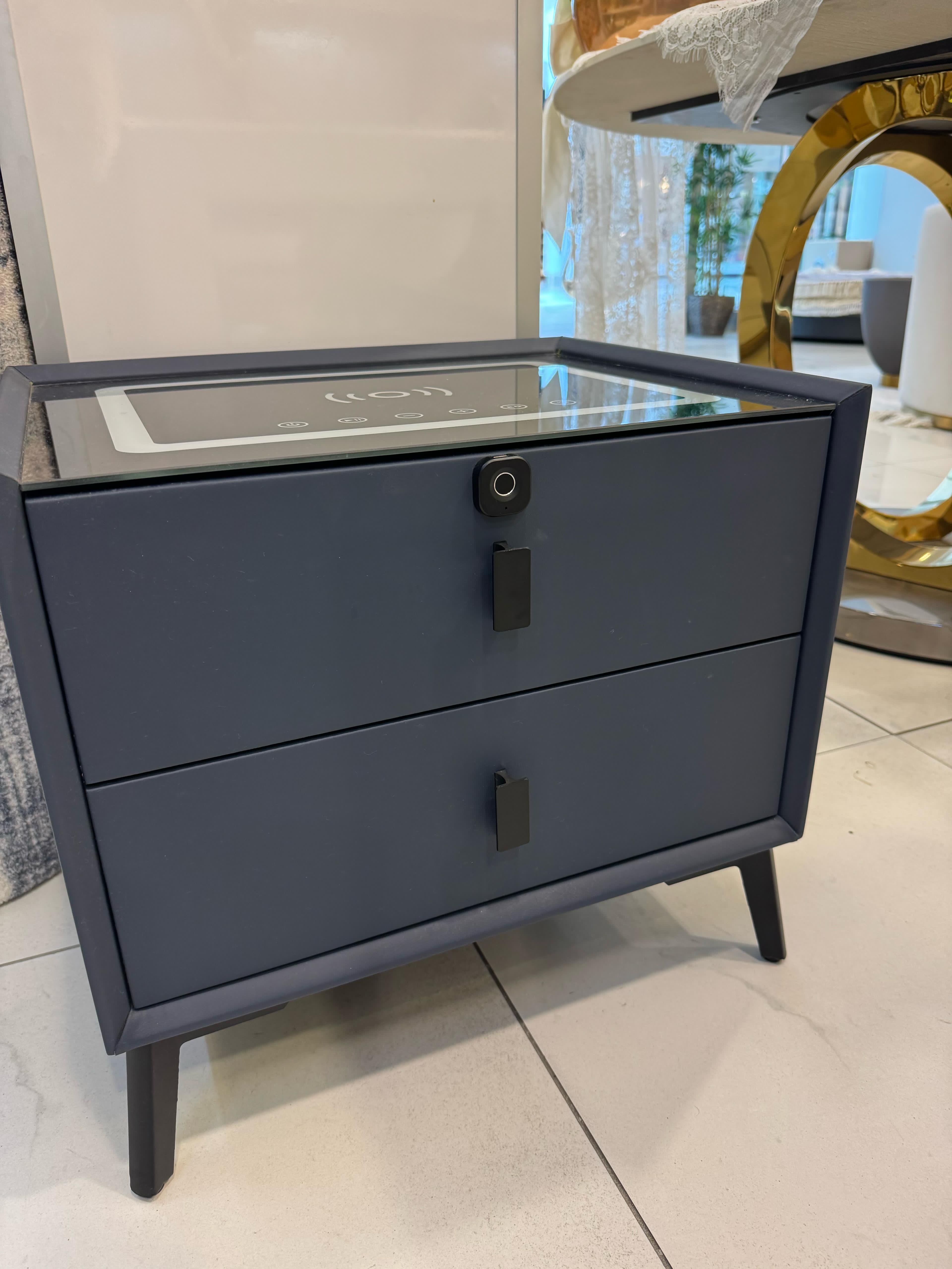 4 23SMCA001-BL Navy Blue Smart Night Stand