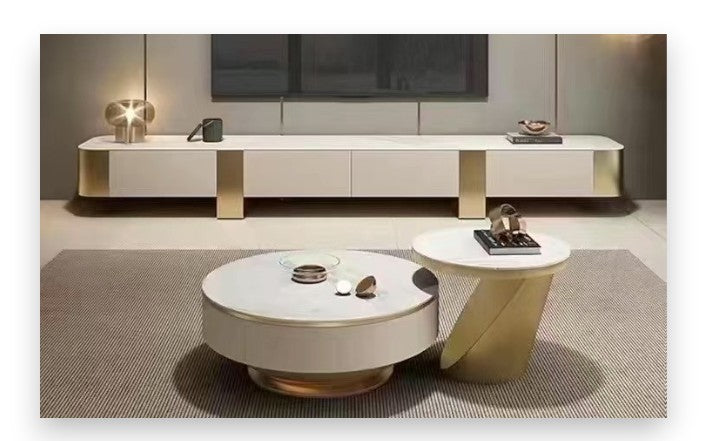 Elano Marble & Gold Coffee Table/ TV Stand Set