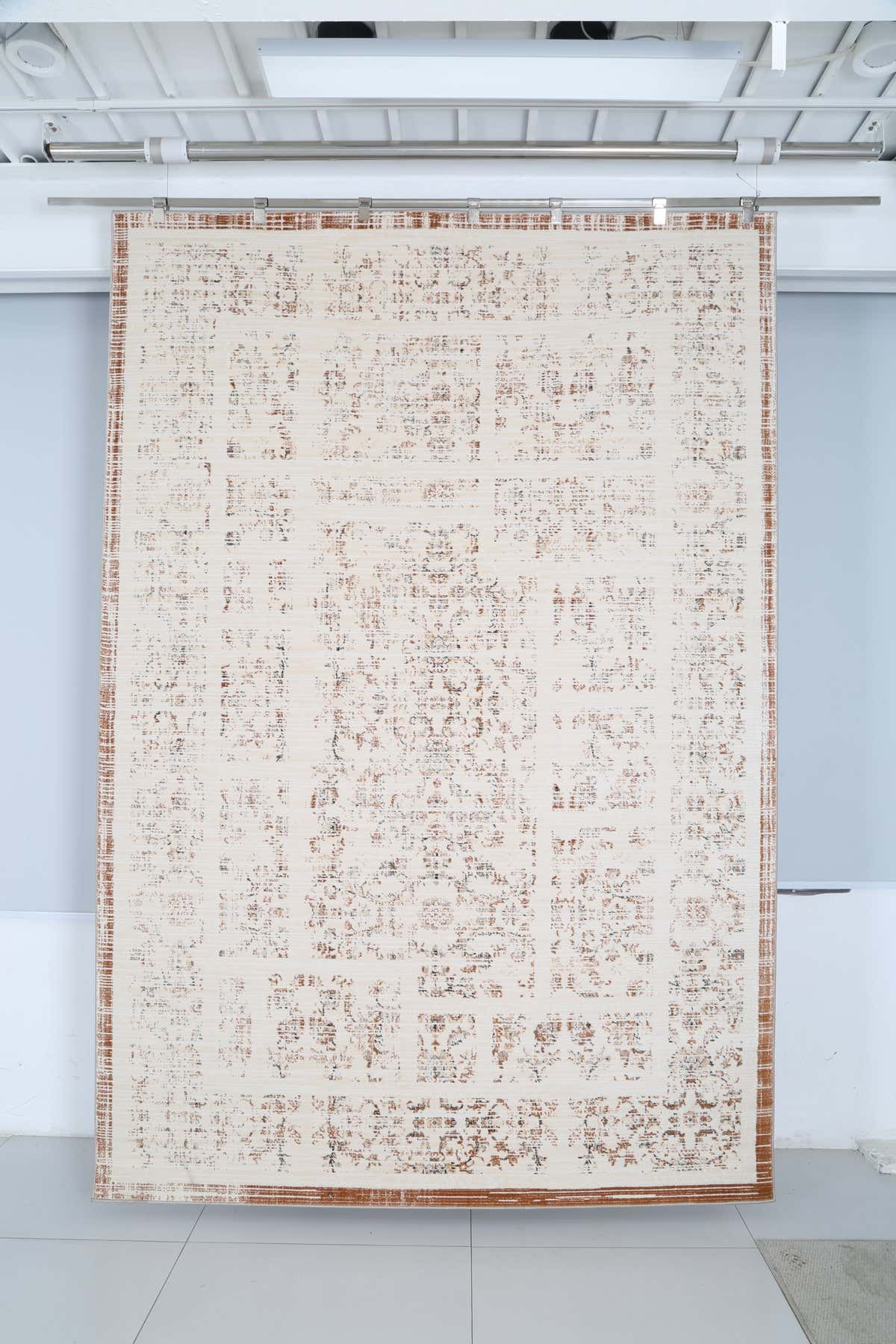Aurelia Ivory & Rust Textured Area Rug – FF-04 — original full rug showing overall pattern