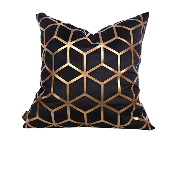 Luxury Velvet Throw Pillow Cover (Block & Gold Cushion Cover)