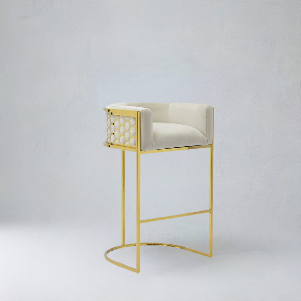 216D Bar Stool (Gold Cream) - GLARA HOME