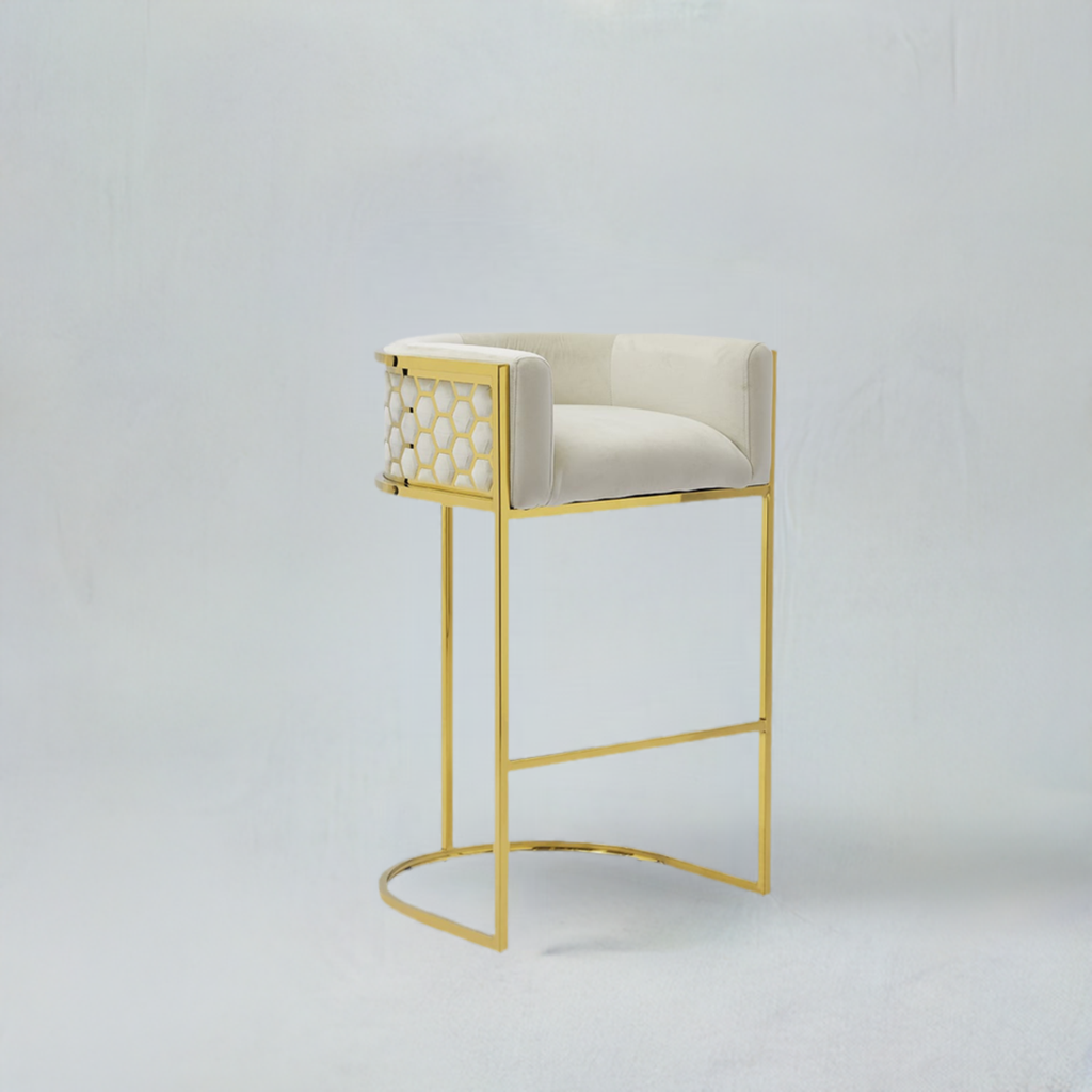 216D Bar Stool (Gold Cream) - GLARA HOME
