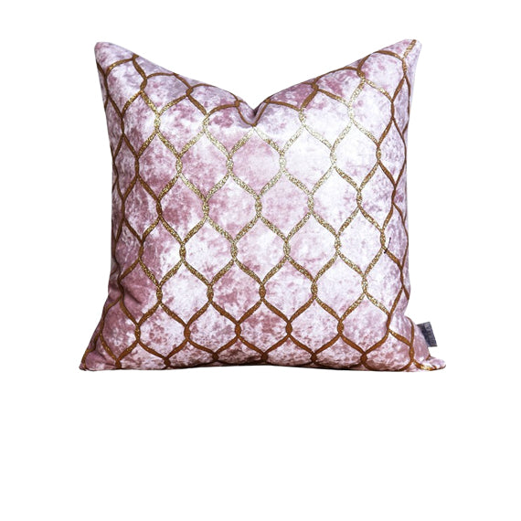 Luxury Velvet Throw Pillow Cover (Blush Pink & Gold Cushion Cover)