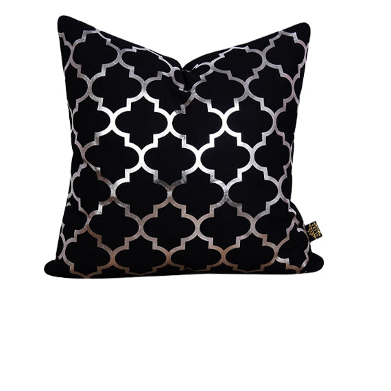 Luxury Velvet Throw Pillow Cover (Black & Silver Cushion Cover) - GLARA HOME