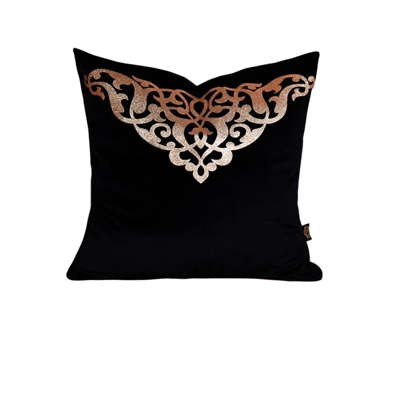 Luxury Velvet Throw Pillow Cover With Gold Accent ( Black & Gold Cushion Cover) - GLARA HOME