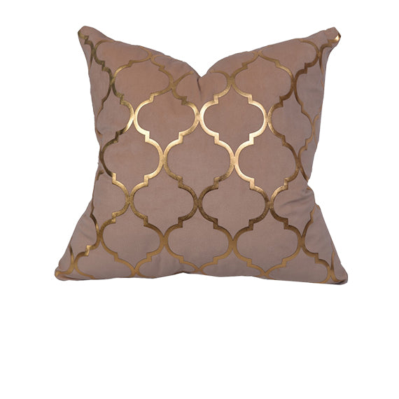 Luxury Velvet Throw Pillow Cover (Light Nescafe & Gold Cushion Cover)