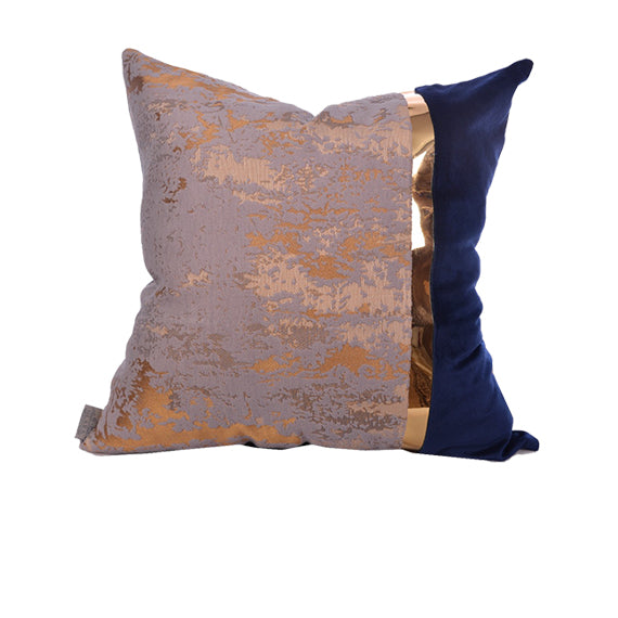 Luxury Velvet Throw Pillow Cover Blue & Gold Cushion Cover)