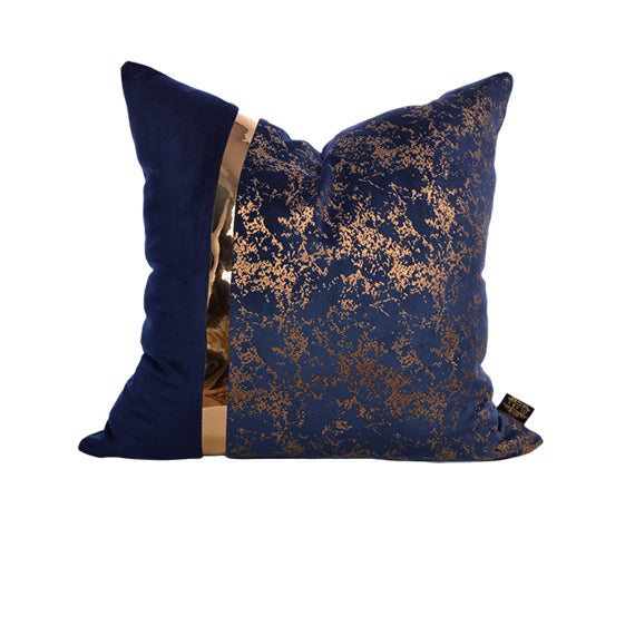 Luxury Velvet Throw Pillow Cover ( Blue & Gold Cushion Cover)