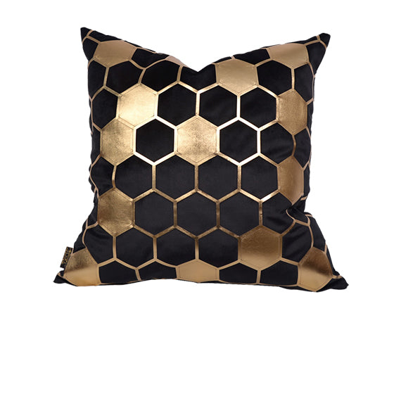 Luxury Velvet Throw Pillow Cover ( Block & Gold Cushion Cover)