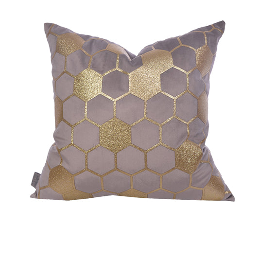 Luxury Velvet Throw Pillow Cover (Grey & Gold Cushion Cover)