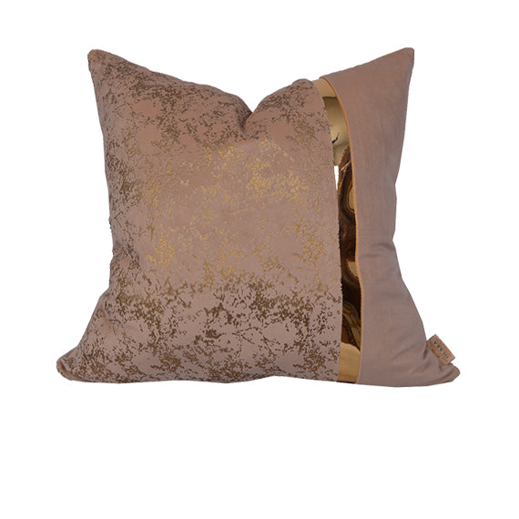 Luxury Velvet Throw Pillow Cover (Light Nescafe & Gold Cushion Cover)